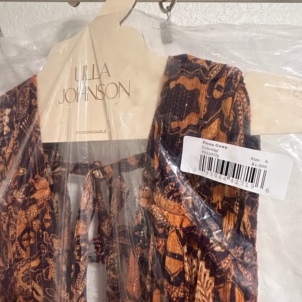 Ulla Johnson Brown and Navy Printed Maxi Dress - Picture 5 of 10